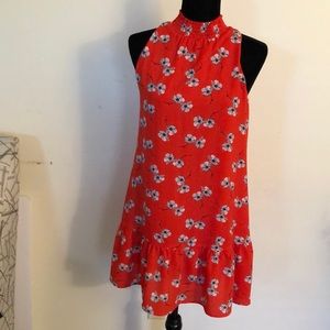 Red floral juniors dress